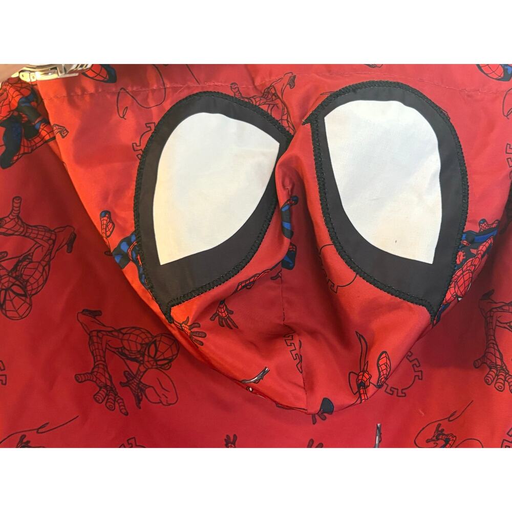 Marvel Spider-Man Boys Jacket Size 5 Red Hooded Lightweight Windbreaker - Picture 11 of 13